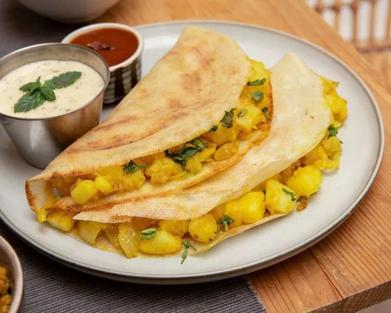 Crispy Masala Dosa at Southern Spices South Indian restaurant in Winnipeg
